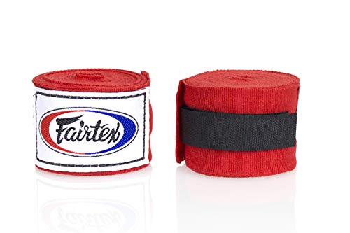 Fairtex HW2 Elastic Cotton Handwraps, 120' and 180" Full Length Hand Wraps-Many Colors - color: Red, size: 180"