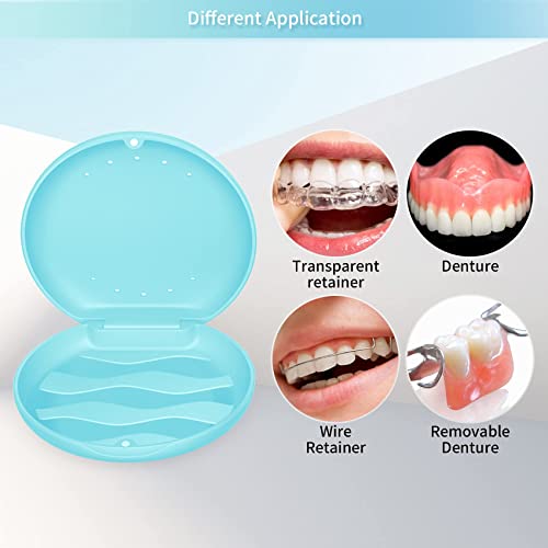 Denture Case Orthodontic Retainer Case with Vent Holes, Annhua Dental Mouthguard Container Aligner Case Slim with Magnetic Closure for Household|Travel|Office - Light Blue - color: Light Blue
