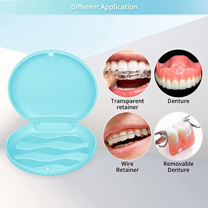 Denture Case Orthodontic Retainer Case with Vent Holes, Annhua Dental Mouthguard Container Aligner Case Slim with Magnetic Closure for Household|Travel|Office - Light Blue - color: Light Blue