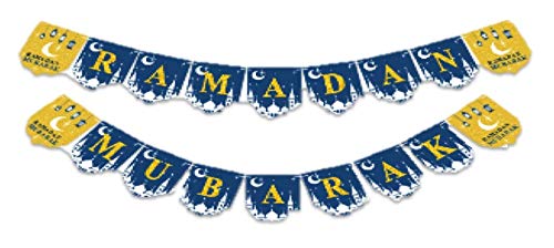 Ramadan Kareem Eid Mubarak Decorations Bunting Banners Kullu am wa antum bikhair Balloons Latex Islamic Balloons Birthday Party Black, Gold, Silver Balloon Banners Latex 12" Each (Blue) - color: Black,Blue,Gold,Silver
