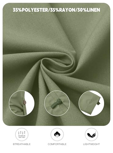 Zaitun Mens Cotton Linen Shirts Casual Buttons Down Roll-Up Sleeve Shirt Summer Chinese Style T-Shirts - color: Green, size: X-Large