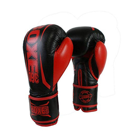 Boxing Gloves | Genuine Cowhide Real Leather | Muay Thai, Kickboxing, Sparring & Training | Pro Punching Gloves for Men & Women - color: BLACK/RED, size: 8OZ