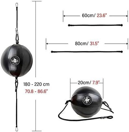Speed Bag for Boxing, Double End Punching Bag Leather, Boxing Speed Bag Set Door Ceiling/Floor Mount Suction Cups Reflex Bag for Home Gym, Stress Relief Exercise Equipment