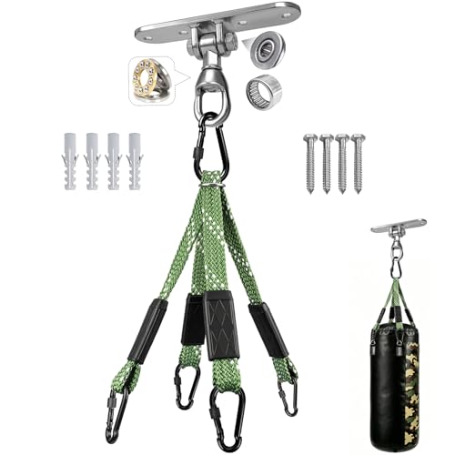 Heavy Duty Punching Bag Hanger with Boxing Bag Straps,180° +360° Rotation, Wall Ceiling Mount Hook for Heavy Boxing Bag, Weight Training, Aerial Yoga - color: Silver