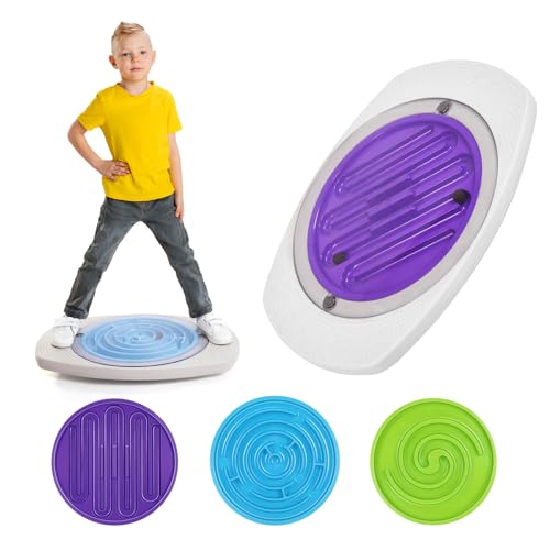 Maze Balance Board for Kids, 3 Replaceable Labyrinth Boards + 140lbs Capacity - Sensory Integration & Proprioceptive Training Wobble Board for Therapy/Ski/Surf Prep