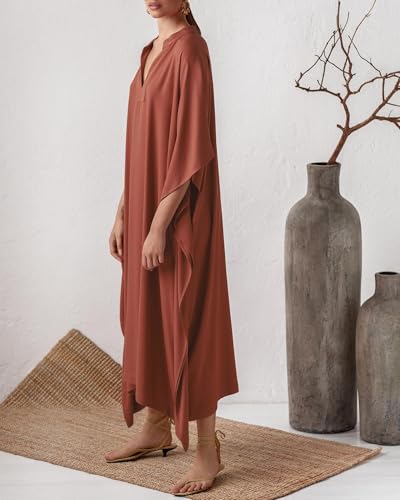 Bsubseach Women Kaftan Dresses Caftan Maxi Dress Swimsuit Cover Up Moomoo - color: B-orange Red