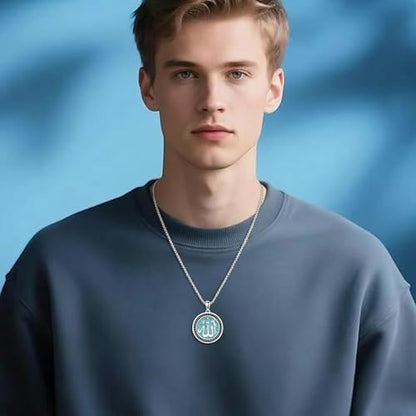 Allah Necklace 925 Sterling Silver Religious Muslim Turquoise Pendant Islamic Jewelry Gifts for Women Men