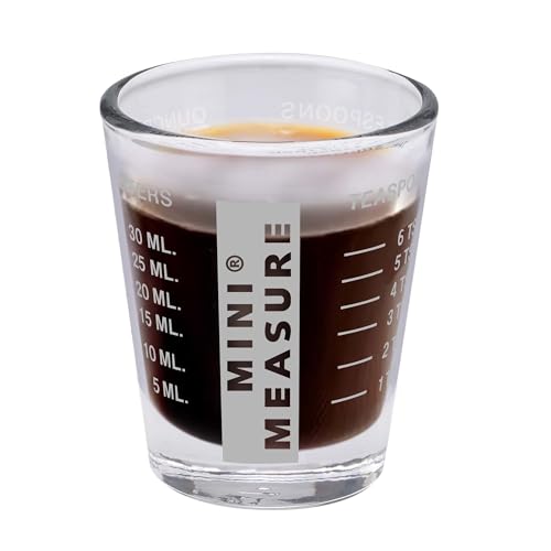 Kolder Mini Measure Heavy Glass, 20-Incremental Measurements Multi-Purpose Liquid and Dry Measuring Shot Glass, White, Set of 2 - color: White, size: Set of 2