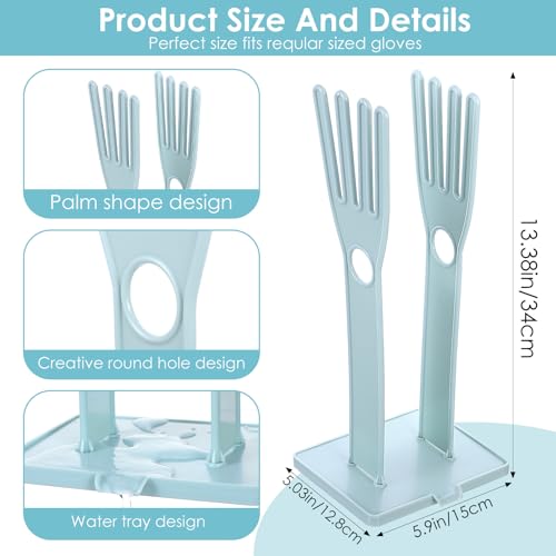 Kitchen Gloves Holder Mitten Dryer Reusable Rubber Glove Clothes Drying Rack Plastic Washing Sink Holder Stand Towel Hanger for Dish Gloves Rags Sponge Food Bag Organizer Blue