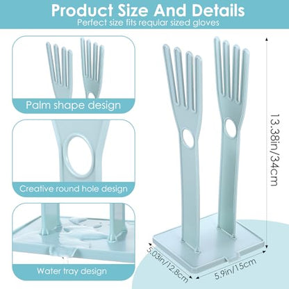 Kitchen Gloves Holder Mitten Dryer Reusable Rubber Glove Clothes Drying Rack Plastic Washing Sink Holder Stand Towel Hanger for Dish Gloves Rags Sponge Food Bag Organizer Blue