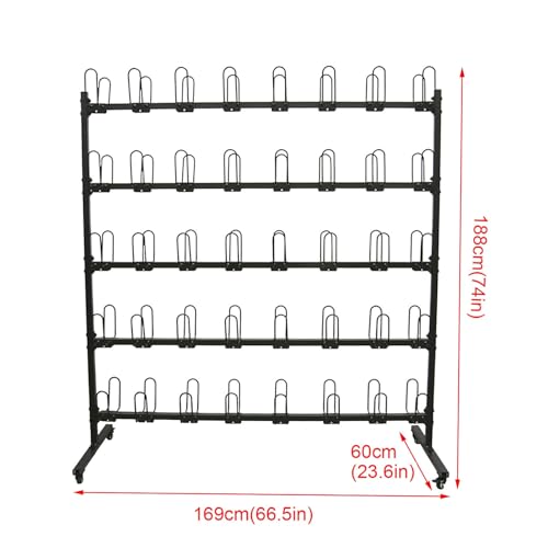 Boxing Glove Dryer and Organizer, Boxing Gym Glove Storage Rack, Large Capacity Holds 40 Pairs of Gloves, Heavy Duty Metal Double Sided 5 Tier Glove Hanging Rack with Mobile Wheels