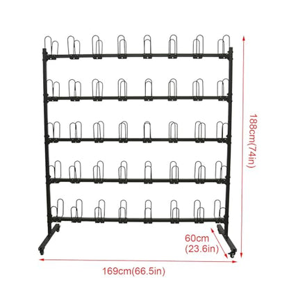 Boxing Glove Dryer and Organizer, Boxing Gym Glove Storage Rack, Large Capacity Holds 40 Pairs of Gloves, Heavy Duty Metal Double Sided 5 Tier Glove Hanging Rack with Mobile Wheels
