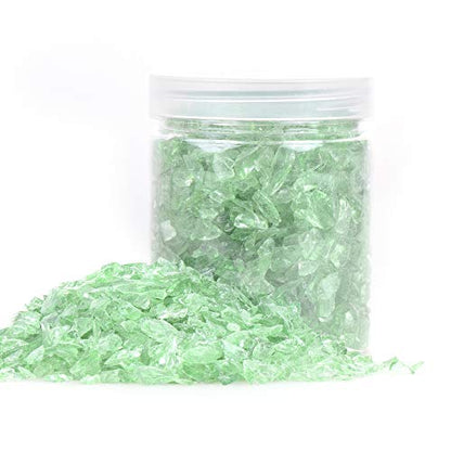 Shiny Stone High Luster Reflective Fire Glass Gravel,Fire Gems,Fire Drops,Fire Glass Pebbles Stones Beads Chips for Fire Pit Fish Tank Aquarium Garden,3-6mm 305g/0.67lb (Light Green) - color: Light Green