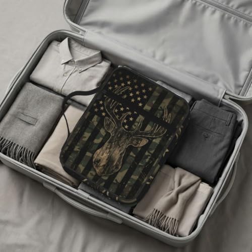 Camo Deer American Flag Bible Cover Case with Handle and Zippered Pocket - color: Camo Deer American Flag