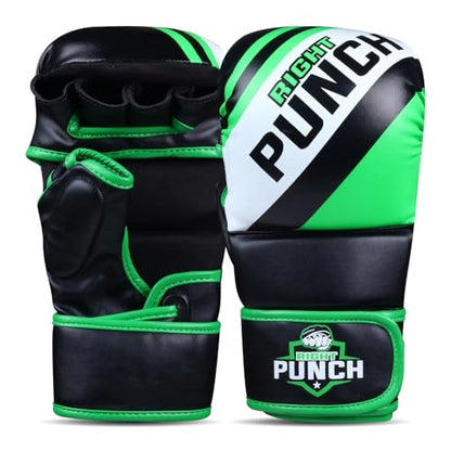 Hybrid MMA Sparring Gloves for Grappling, Kickboxing, and Open Palm Martial Arts - color: Green, size: Small