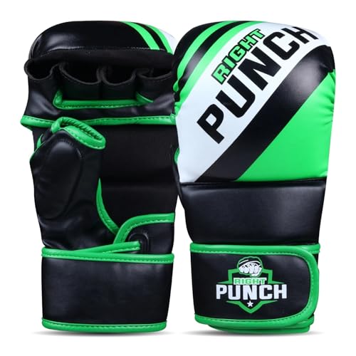 Hybrid MMA Sparring Gloves for Grappling, Kickboxing, and Open Palm Martial Arts - color: Green, size: 3X-Large