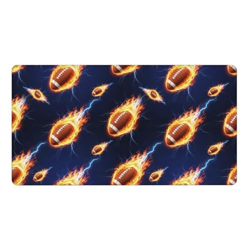 Wear Resistant Gaming Mouse Pad Ice Fire Football, Large Extended Desktop Mat for Office Game Leisure - color: Pattern (163), size: 29.5L x 15.8W inches