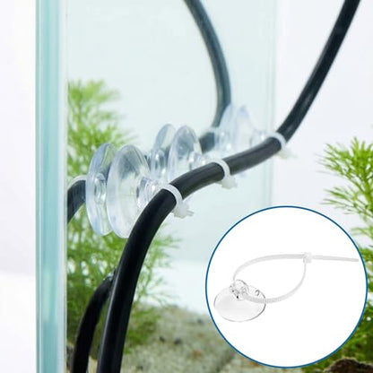 28pcs Clear Aquarium Suction Cups, Removable Window Sucker Cups Hooks with Adjustable Zip Ties, Multi-Purpose Cable Management Suction Pads Clips for Hanging String Lights Binding Moss Plants