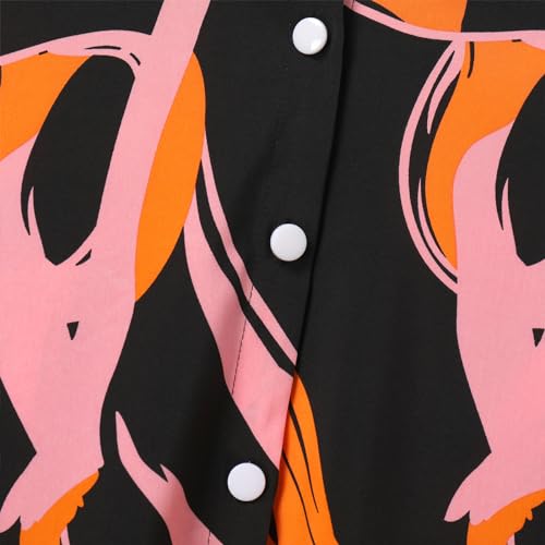 IDOPIP Abaya Dress for Women Muslim Set Long Sleeve Ramadan Islamic Dress Shirt with Pants 2PCS Dubai Prayer Casual Clothes - color: Black - Print, size: Large