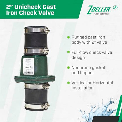 Zoeller 30-0151 2-Inch Cast Iron Slip x Slip Check Valve Union