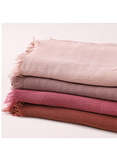 Txameru Hijab Scarf for Women - Muslim Rayon Crinkle With Fringe Edge - color: Pink