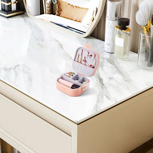 Silicone Jewelry Boxes Present Box,PU Leather Travel Jewelry Case,Mini Jewelry Box Travel Jewelry Box Jewelry Gift Boxes Necklaces Earrings Bracelets Boxes for Women,Pink - color: Pink