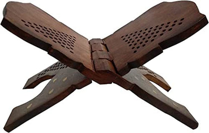 Wooden Handmade Quran Geeta Bible Holder Support Stand Reading Book Holder Display Folding Religious Prayer Stand Wooden Holy Book Stand Small Size 12 inch - size: 12*6*1 INCHE