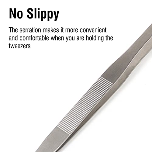 18.9'' Extra Long Thickened Aquarium Tweezers, 304 Stainless Feeding Tongs | Aquascaping for Salt & Fresh Water Fish Tank, 0.1'' Thick Heavy Duty Tweezers, Curved