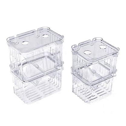 Clear Double Layer Fish Breeding Isolation Box for Aquarium, Small Fry Hatchery Incubator with Suction Cups, Protects Newborn Fish