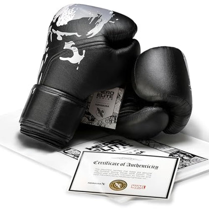 Hayabusa Marvel Hero Elite Boxing Gloves | Sparring and Training, Muay Thai Kickboxing, Fight Ready, Licensed Design, Padded Knuckle, 10oz 12oz 16oz, Men and Women - color: The Punisher, size: 12oz