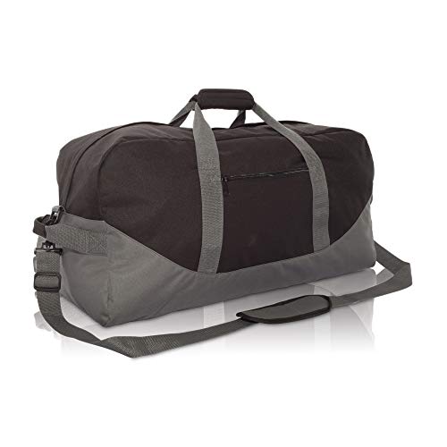 DALIX 25" Big Adventure Large Gym Sports Duffle Bag (Black Grey Navy Blue Red Camo) - color: Black-Gray