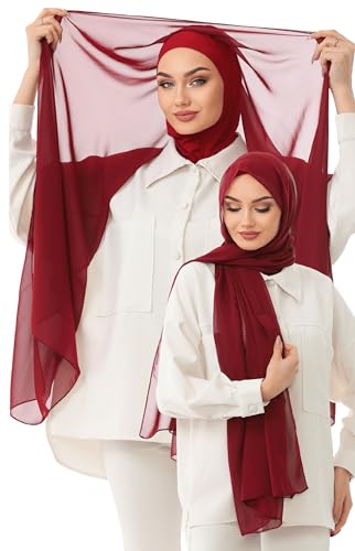 Instant Chiffon Hijab, Ready to wear hijab, modal wrap, Abaya, modern Instant Scarf, Soft breathable scarf - color: S13 Burgundy