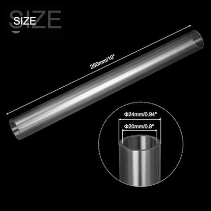 MECCANIXITY Clear Storage Tube 20x24mm Small Plastic Round Tubing with Caps Rigid Bottle Container 250mm/10 Inch for Item Stored - size: 20x24x250mm