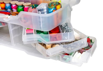 Clear Plastic Organizer - ArtBin - Small Parts Organizer - for DIY Arts & Crafts Storage Boxes & Organizers, Sewing Storage - Storage Box with Compartments, Project Box - Large (6 Pivot Trays) 6963PB - style: Large (6 Pivot Trays)