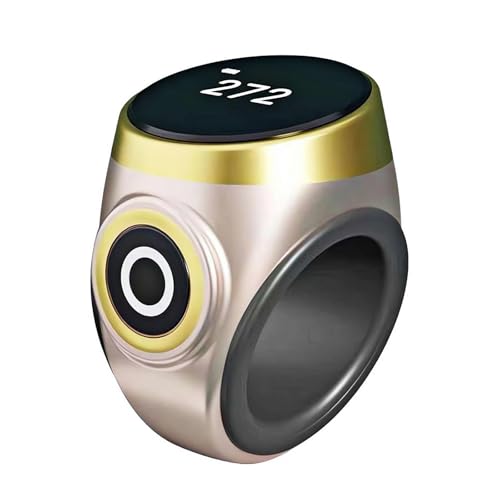 Smart Tasbih Zikr Ring Prayer Counter,Tasbih Counter Smart Ring,Waterproof Digital Tasbeeh Tasbih Finger Counter Muslim Islamic Prayer,Portable Electronic Smart Tally Counter - color: Gold