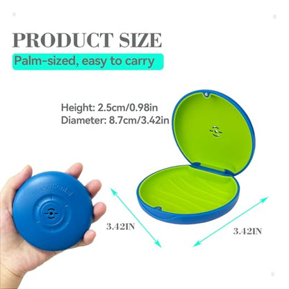 2 Pack Retainer Case with Vent Hole, Compatible with Invisalign | Portable Slim Travel Aligner Case,Secure Magnetic Closure-Food Grade Silicone Pad(Blue Green) - color: Blue Green