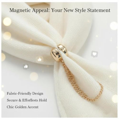 2026 Upgrade Multi-Function Magnetic Clothing Clips, 6 PCS Magnetic Clothing Clips with Chain, Strong Hem & Hijab Clips with Chain for Women’s Pants Jeans Shirts Sweaters, Fix Cuffs Long Pants (A) - color: A
