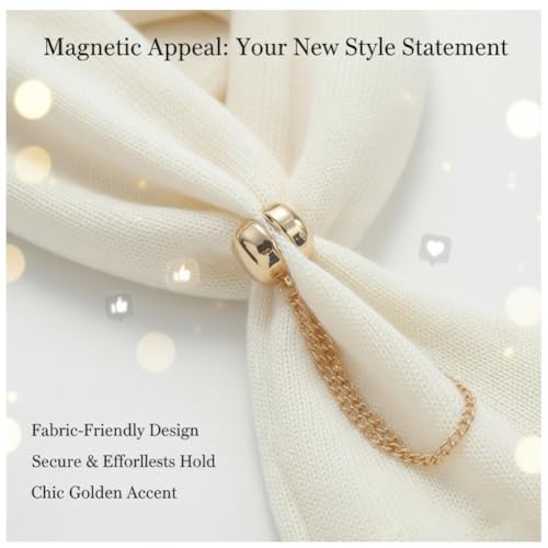 2026 Upgrade Multi-Function Magnetic Clothing Clips, 6 PCS Magnetic Clothing Clips with Chain, Strong Hem & Hijab Clips with Chain for Women’s Pants Jeans Shirts Sweaters, Fix Cuffs Long Pants (B) - color: B