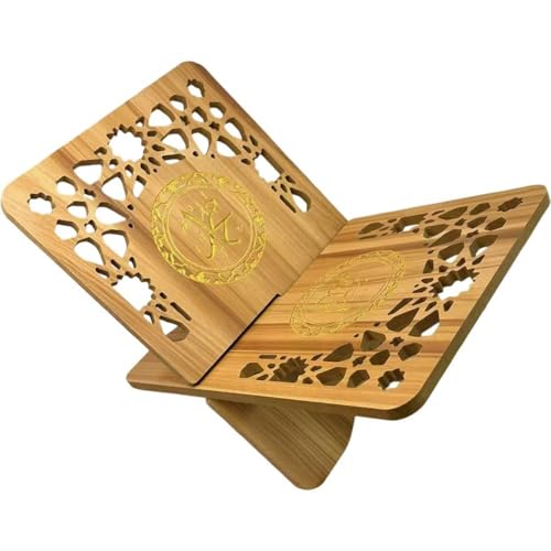 Wooden Book Stand Quran Bible Book Holder Muslim Bookshelf Magazine Display Holder for Ramadan Decorations