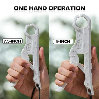 7.5'' Floating Fish Gripper, Fishing Grabber | Catfish Mouth Pliers, Caught Bass Holder, Fish Scale Hook Clamp, Saltwater Lip Grip Tool with Lanyard, Gifts for Men - color: White