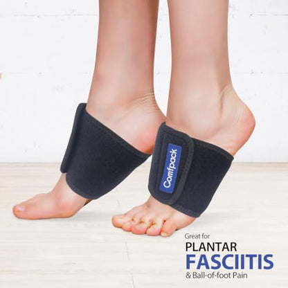 Comfpack Cold Therapy Wrap with 2 Packs for Pain Relief, Reusable Gel Ice Packs for Foot Plantar, Wrist, Ankle, Great for Sprains, Muscle Pain, Bruises, Injuries - size: Black, style: 2 Sleeves + 2 Gel Packs