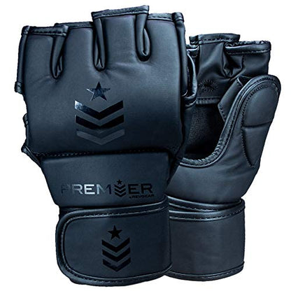 Revgear Premier MMA Grappling Gloves, MMA, Kickboxing, Martial Arts, Boxing - color: Black/Black, size: Medium