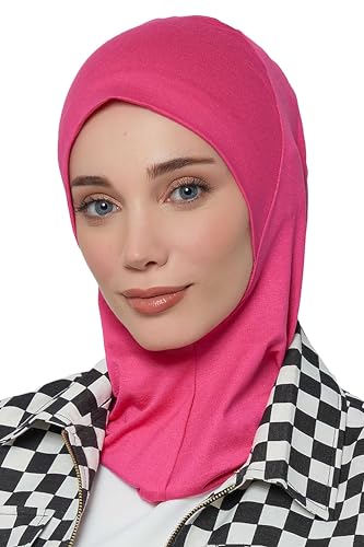 Aisha's Design Instant Turban 95% Cotton Head Scarf Headwear Combed Cotton Ninja Cap, Slip on Jersey Hijab - color: Pink