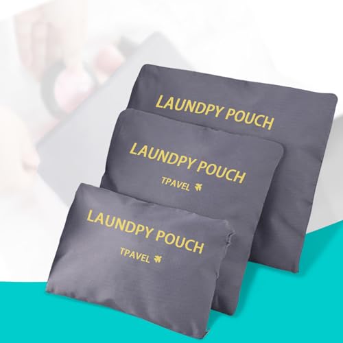 Travel Organizer 3 Set Storage Bags Multi-functional Luggage Packing Organizers Travel Zipper Pouch for Cosmetics Passport, Socks (Gery) - color: Grey Zipple Bag 3 Set