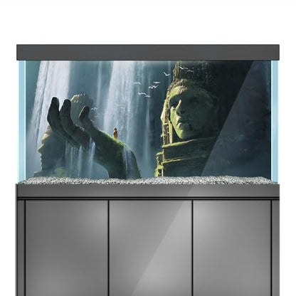Aquarium Background Stickers - Buddha Statue India - Fish Tank Reptile Terrarium Decor Poster (60 x 30 cm / (23.6 x 11.8 inches)) - size: 60 x 30 cm / (23.6 x 11.8 inches)