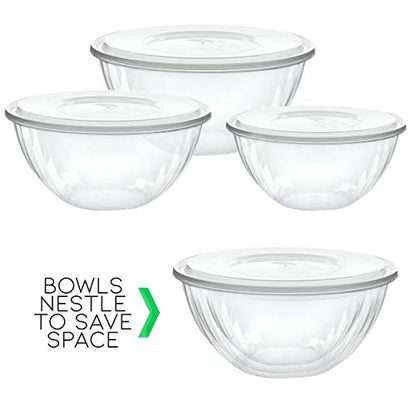Disposable 48 Ounce Round Crystal Clear Plastic Bowls With Lids 4 Sets - size: 48 OUNCE