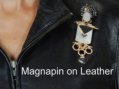 MagnaPin Magnetic Brooch Clasp – No-Pierce Pin Holder for Silk, Leather & Delicate Fabrics – Reusable Name Tag Fastener – Protects Garments from Pinholes