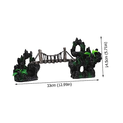 BESPORTBLE Fish Tank Resin Bridge Decoration Underwater Suspension Bridge Model for Aquarium Landscaping Unique Rockery Statue Fish Hideout Craft Retro Design for Betta and Shrimp Tanks