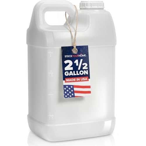 Stock Your Home 2.5 Gallon Water Jug, Made in USA — Heavy-Duty HDPE Carboy Oil Container with Secure Lid, Motor Oil Jug, Container for Used Motor Oil, Multi-Use Jug for Water, Oil & Industrial Liquids
