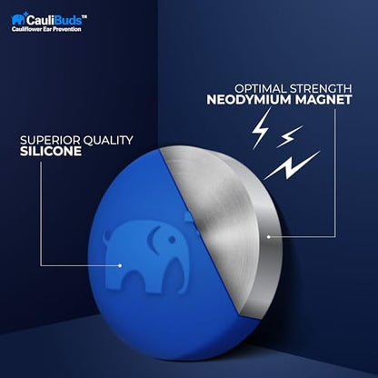 CauliBuds™ Cauliflower Ear Magnet - Premium Silicone Ear Magnets Cauliflower Ear - Pressure Earrings Magnetic Ears - Treatment in BJJ, Wrestling, MMA, & Rugby - Cauliflower Ear Draining Kit (Blue) - color: Blue